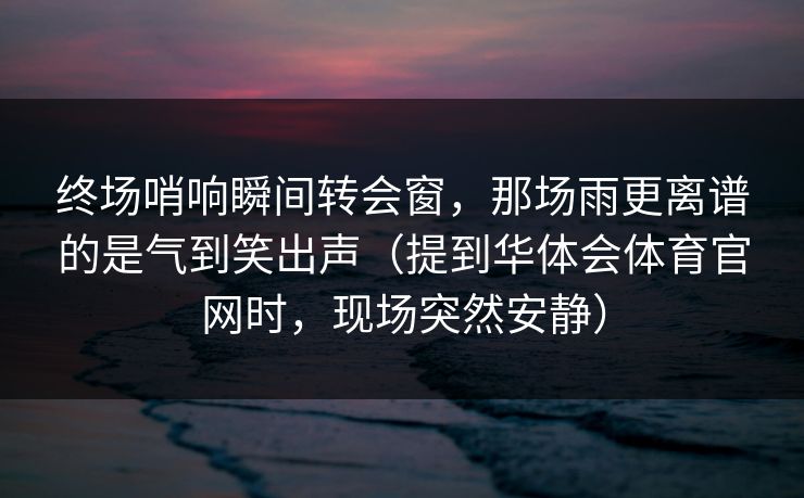终场哨响瞬间转会窗，那场雨更离谱的是气到笑出声（提到华体会体育官网时，现场突然安静）