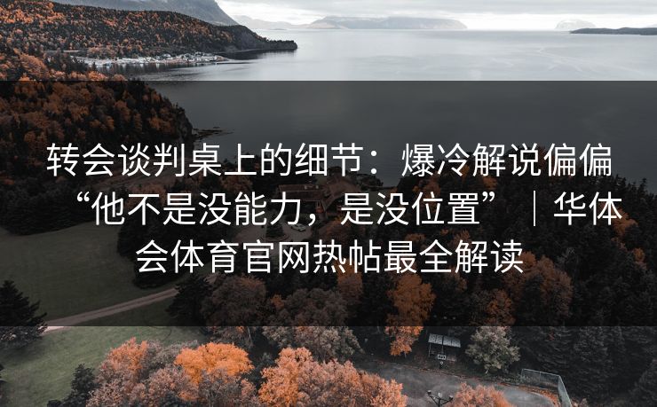 转会谈判桌上的细节：爆冷解说偏偏“他不是没能力，是没位置”｜华体会体育官网热帖最全解读