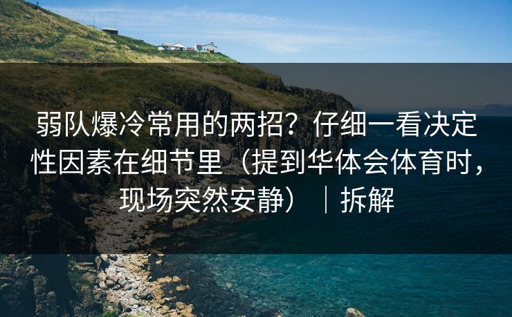 弱队爆冷常用的两招？仔细一看决定性因素在细节里（提到华体会体育时，现场突然安静）｜拆解