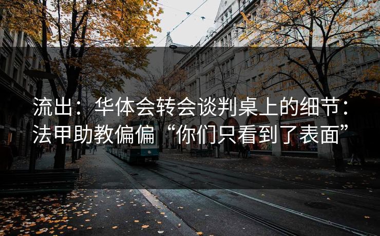 流出：华体会转会谈判桌上的细节：法甲助教偏偏“你们只看到了表面”