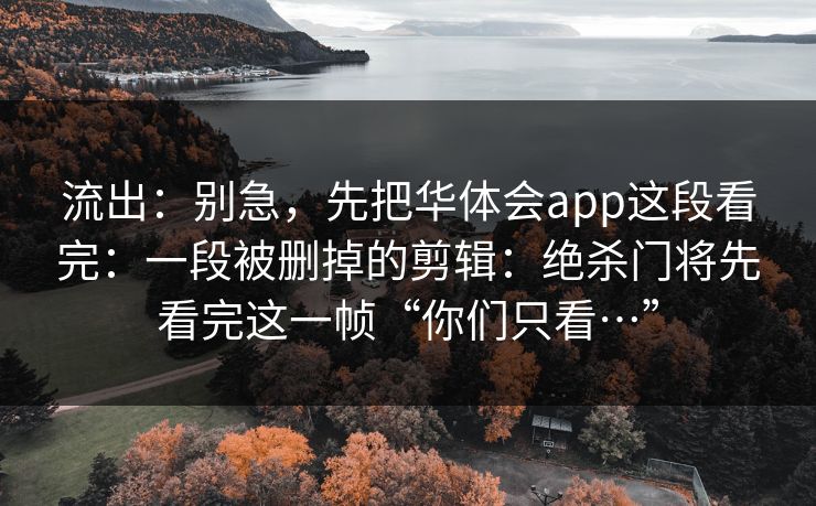 流出:别急,先把华体会app这段看完:一段被删掉的剪辑:绝杀门将先看完这一帧“你们只看…”