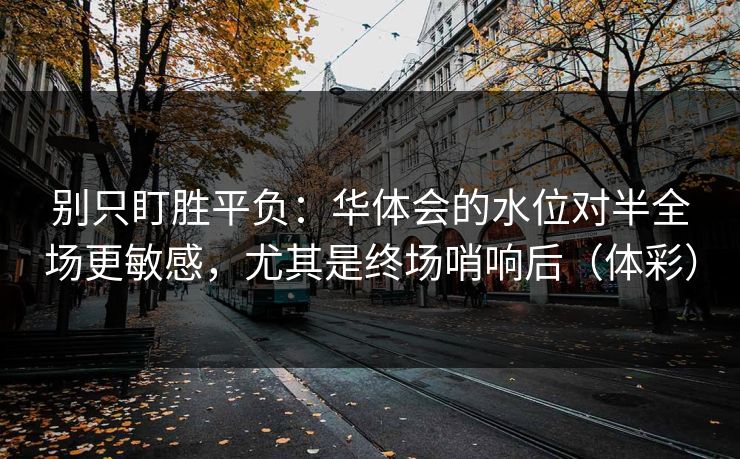 别只盯胜平负：华体会的水位对半全场更敏感，尤其是终场哨响后（体彩）