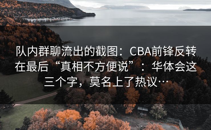 队内群聊流出的截图：CBA前锋反转在最后“真相不方便说”：华体会这三个字，莫名上了热议…